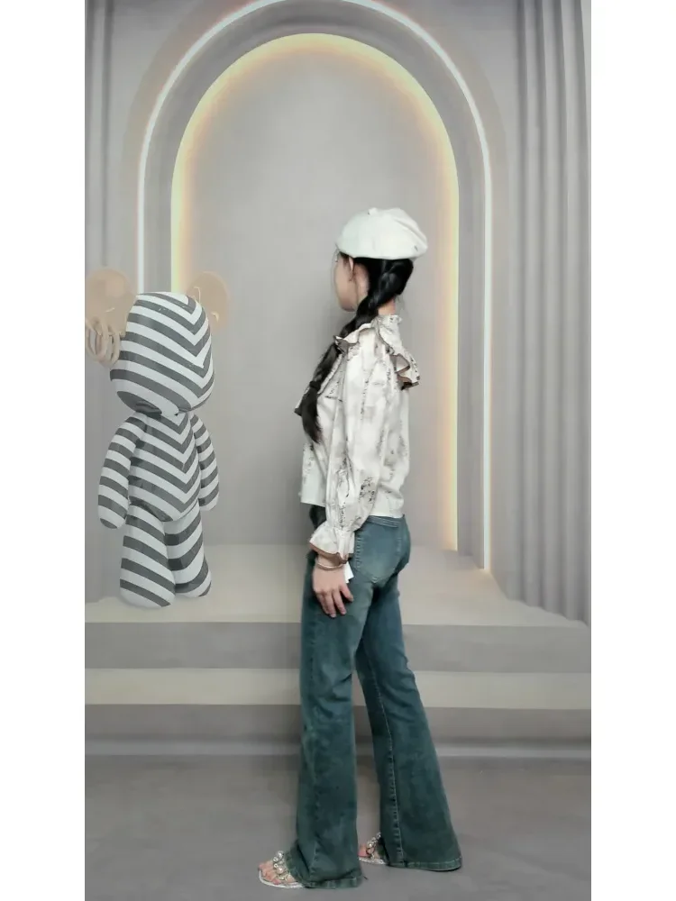 [NEW]CHICMORE Kemeja wanita premium - chinese style - original by chicmore - crew neck - ruffle - strappy - cute - casual - baju wanita lengan panjang kekinian