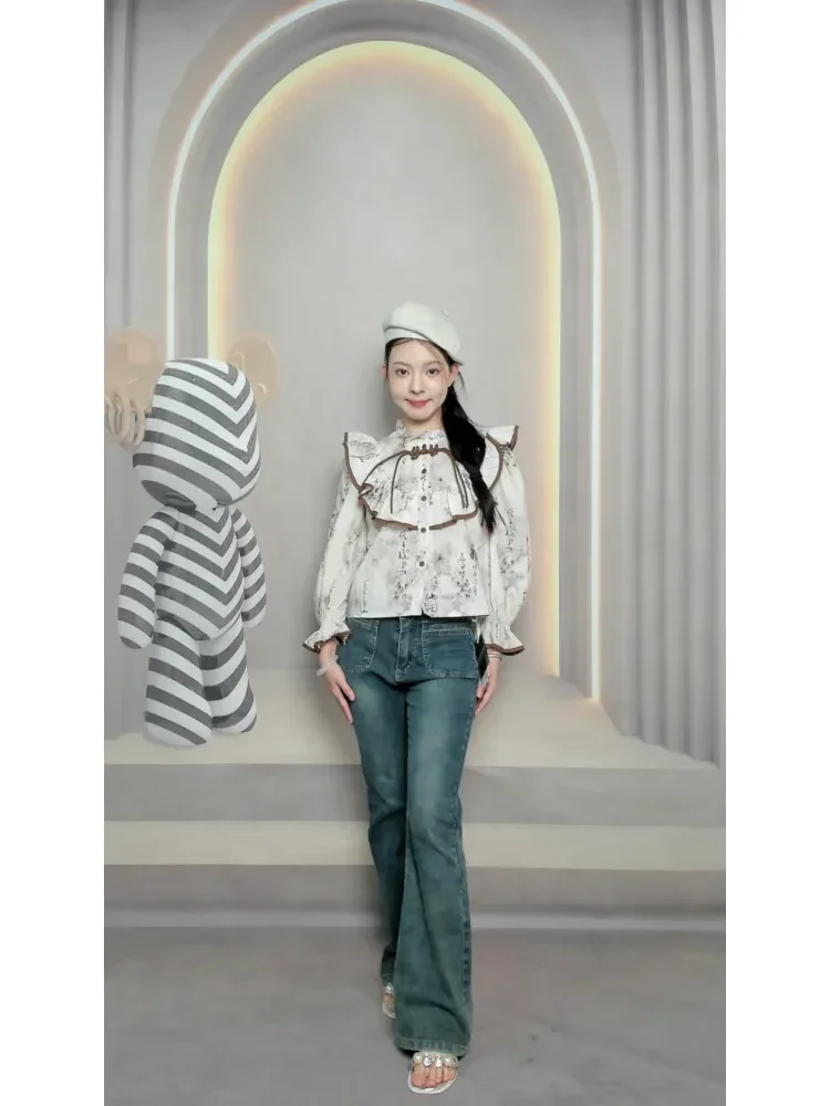 [NEW]CHICMORE Kemeja wanita premium - chinese style - original by chicmore - crew neck - ruffle - strappy - cute - casual - baju wanita lengan panjang kekinian