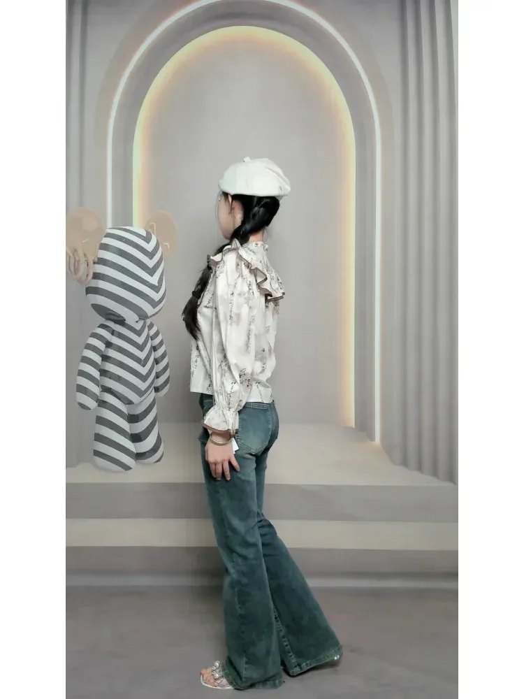 [NEW]CHICMORE Kemeja wanita premium - chinese style - original by chicmore - crew neck - ruffle - strappy - cute - casual - baju wanita lengan panjang kekinian