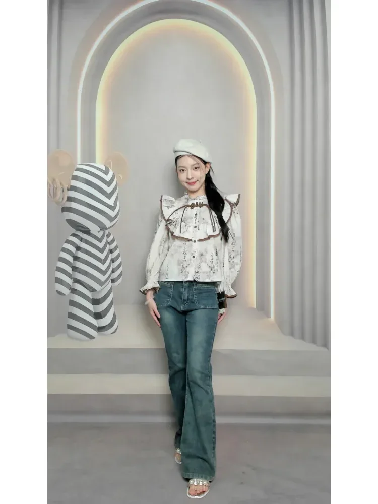 [NEW]CHICMORE Kemeja wanita premium - chinese style - original by chicmore - crew neck - ruffle - strappy - cute - casual - baju wanita lengan panjang kekinian