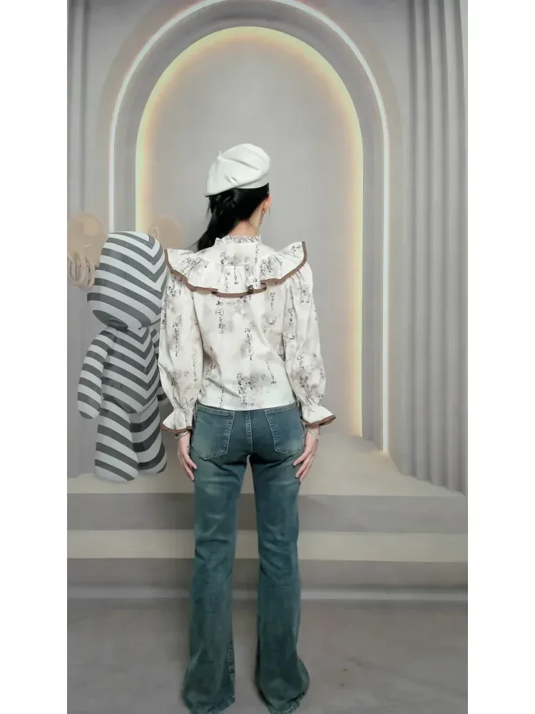 [NEW]CHICMORE Kemeja wanita premium - chinese style - original by chicmore - crew neck - ruffle - strappy - cute - casual - baju wanita lengan panjang kekinian