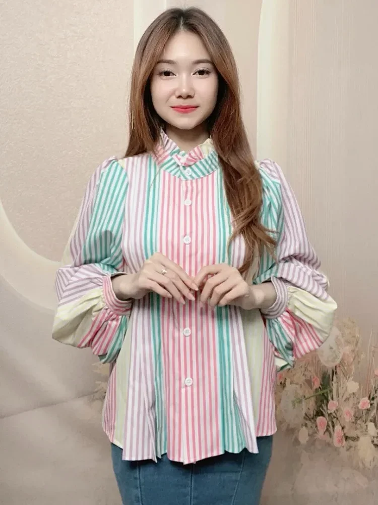 [DISKON KILAT]CHICMORE Korean-style design sense versatile floral long-sleeved shirt