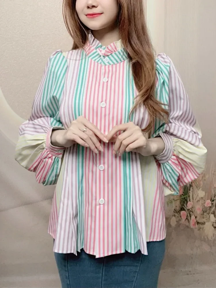 [DISKON KILAT]CHICMORE Korean-style design sense versatile floral long-sleeved shirt