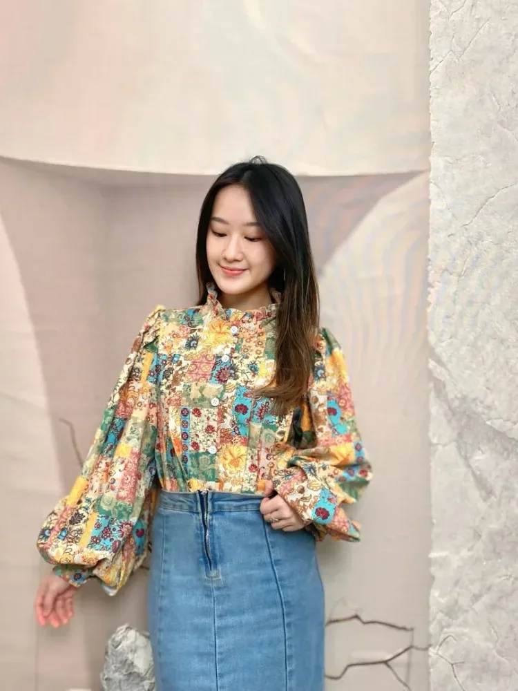 CHICMORE Korean-style design long-sleeved printed shirt