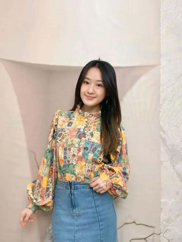 CHICMORE Korean-style design long-sleeved printed shirt