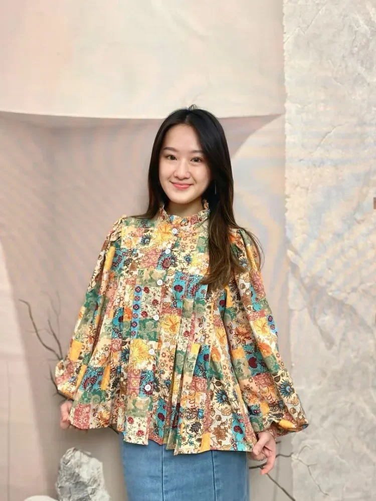 CHICMORE Korean-style design long-sleeved printed shirt