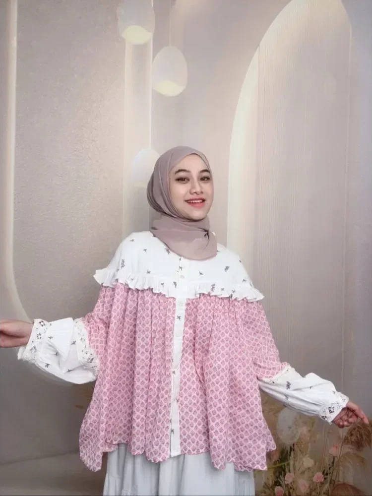 [DISKON KILAT]CHICMORE Korean-style design long-sleeved printed shirt