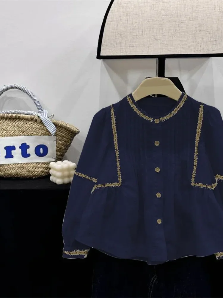 CHICMORE Atasan blouse motif bunga lipit bertali untuk wanita