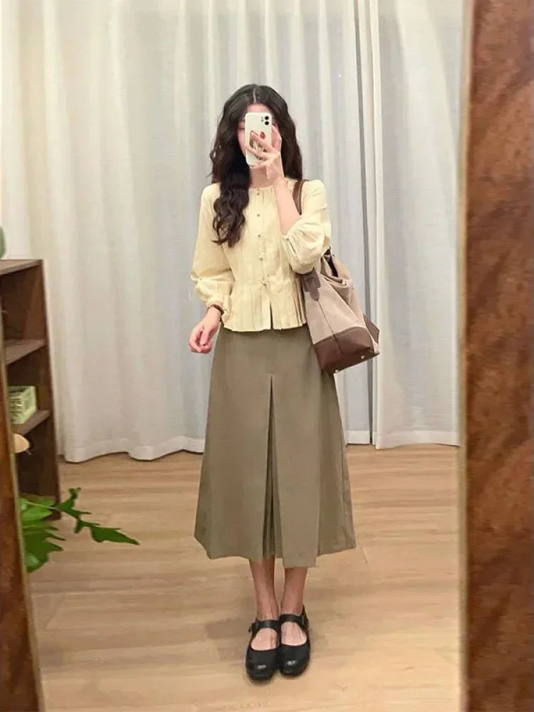 [DISKON KILAT]CHICMORE Atasan blouse motif bunga lipit bertali untuk wanita