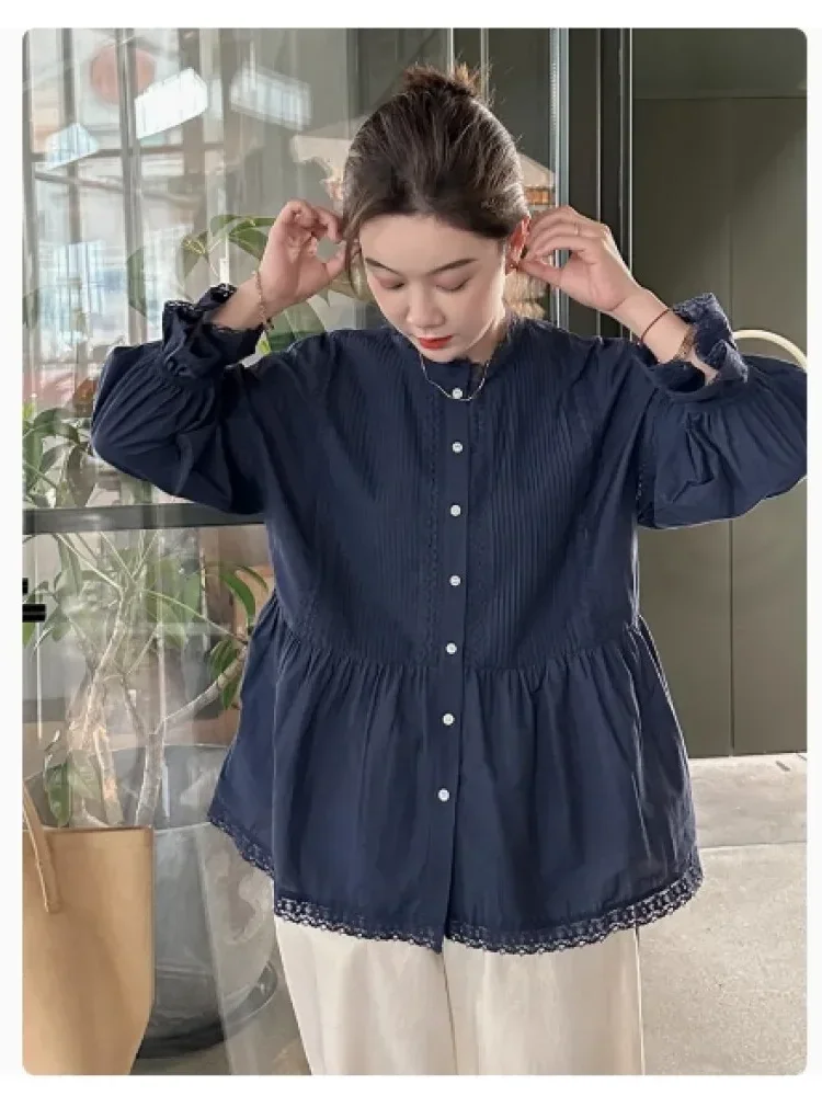 [DISKON KILAT]CHICMORE Atasan kemeja lengan panjang nyaman dan serbaguna, longgar, ramping, segar dan elegan, untuk wanita
