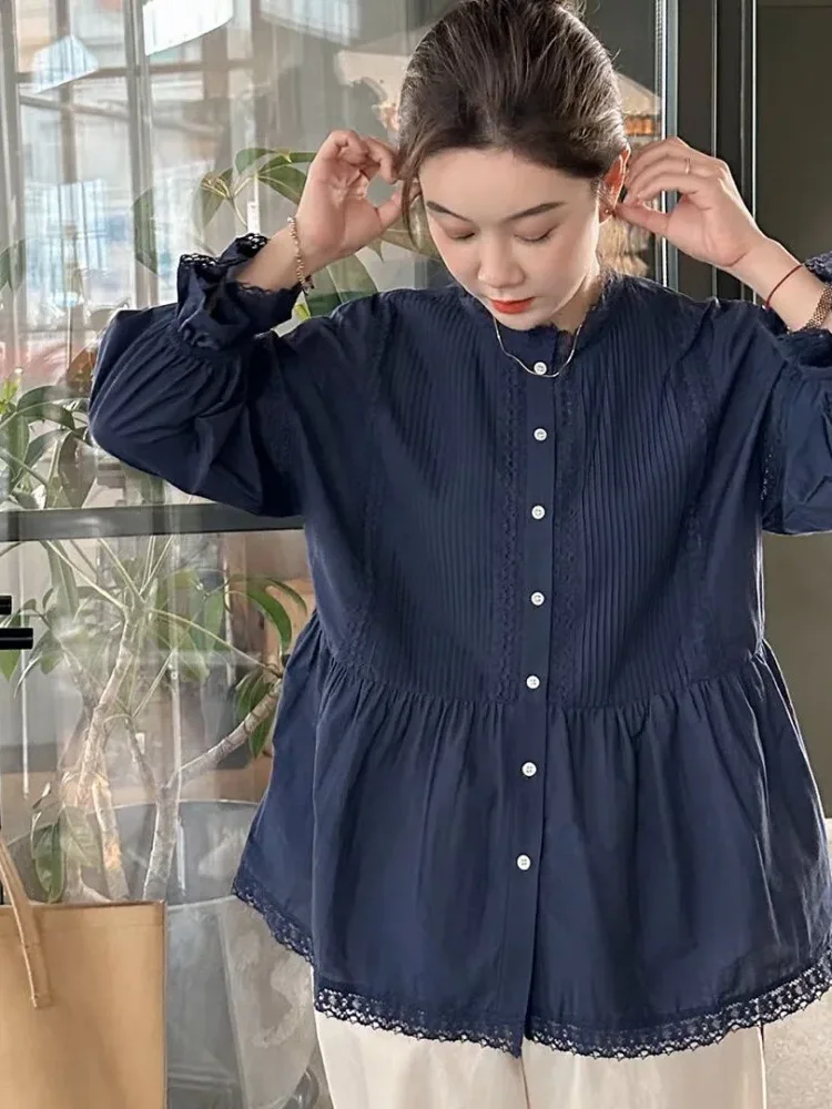[DISKON KILAT]CHICMORE Atasan kemeja lengan panjang nyaman dan serbaguna, longgar, ramping, segar dan elegan, untuk wanita