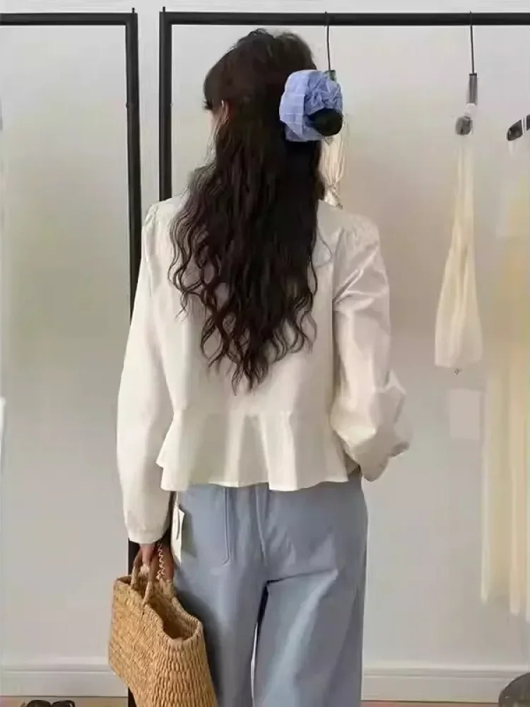 [DISKON KILAT]CHICMORE Atasan kemeja lengan panjang bertali leher bulat gaya korea untuk wanita gaya baru