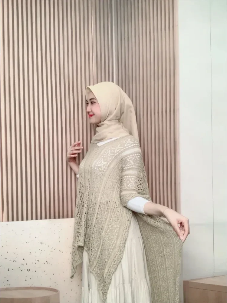 [NEW]CHICMORE Atasan sweter wanita lengan pendek berongga kerah v desain tipis atasan blus longgar chic unik musim semi