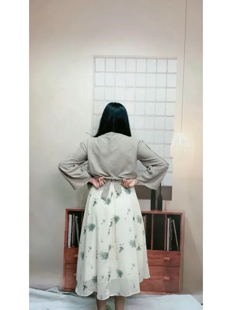 [DISKON KILAT]CHICMORE Setelan dua potong atasan + rok panjang untuk wanita