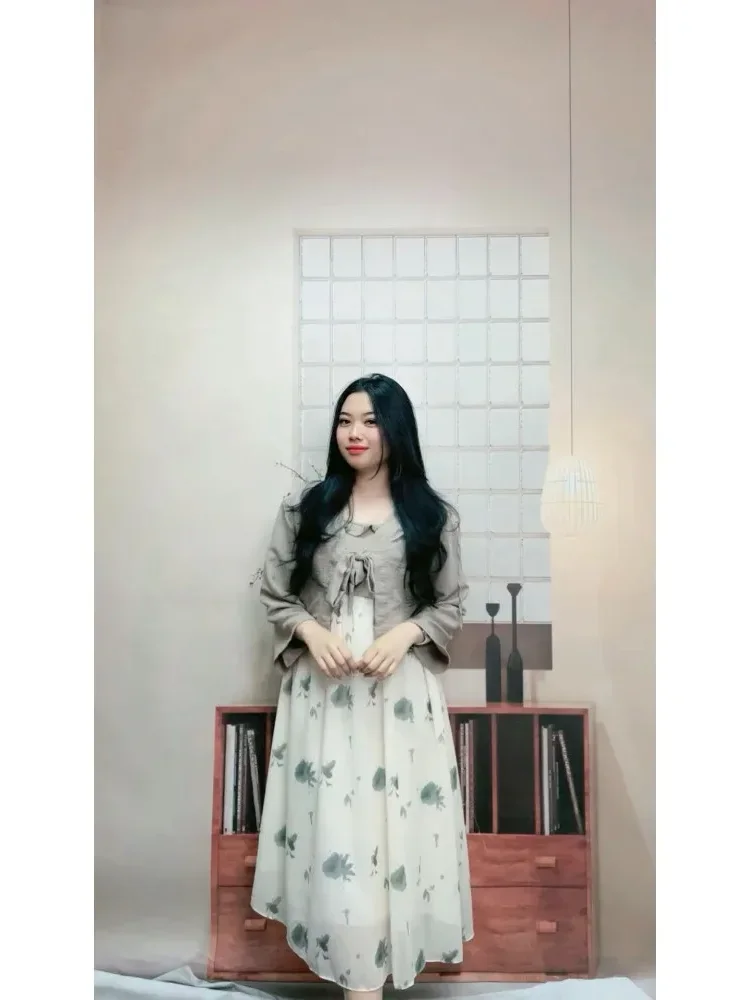 [DISKON KILAT]CHICMORE Setelan dua potong atasan + rok panjang untuk wanita