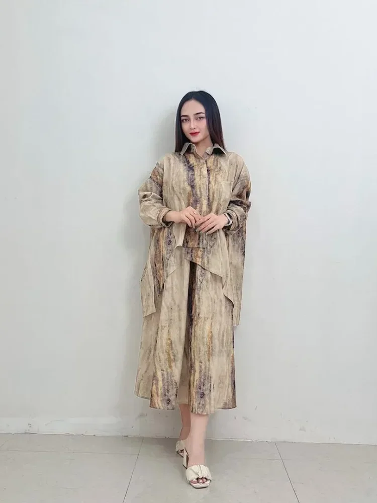 [NEW]CHICMORE Simple printed irregular top with skirt two-piece set