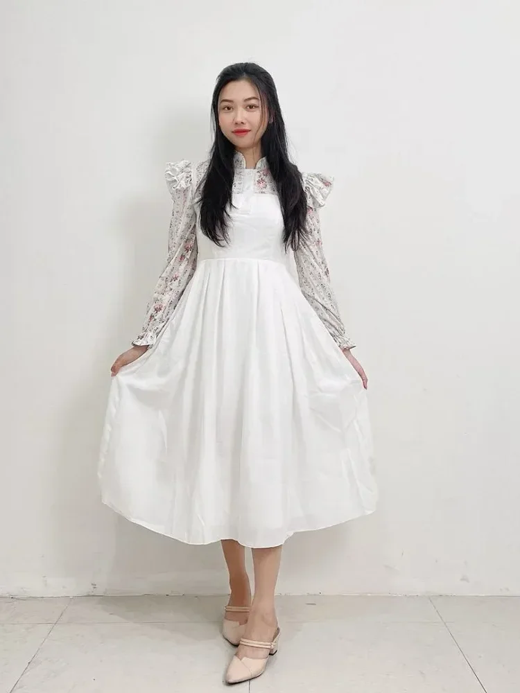 [NEW]FADFAD Fashionable and stylish dyed bubble sleeves dress