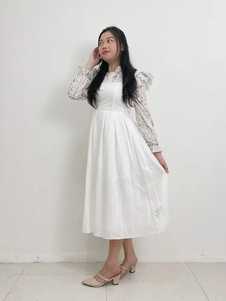 [NEW]FADFAD Fashionable and stylish dyed bubble sleeves dress