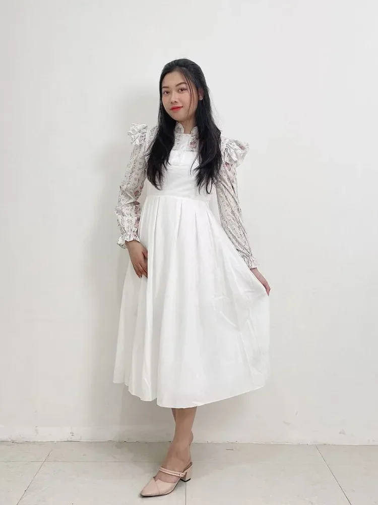 [NEW]FADFAD Fashionable and stylish dyed bubble sleeves dress