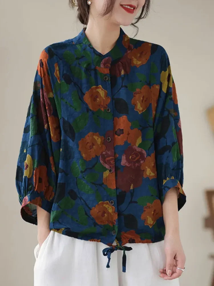FADFAD Floral shirt women's loose spring and summer trendy shirt top
