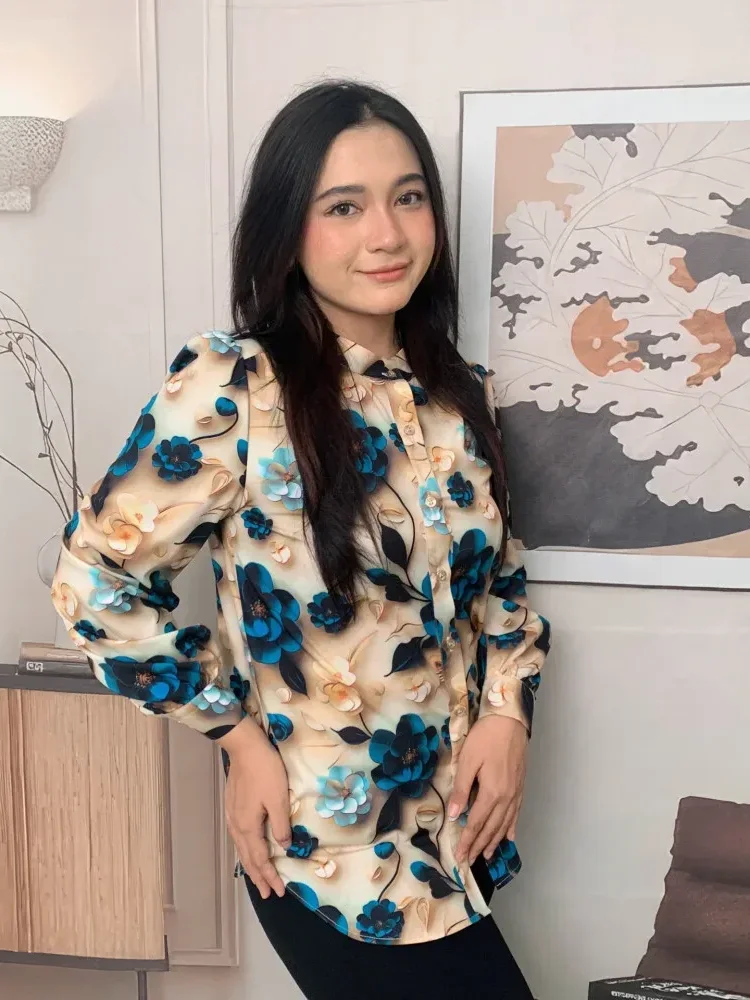 [DISKON KILAT]FADFAD Kemeja cetak temperamen gaya baru wanita atasan elegan