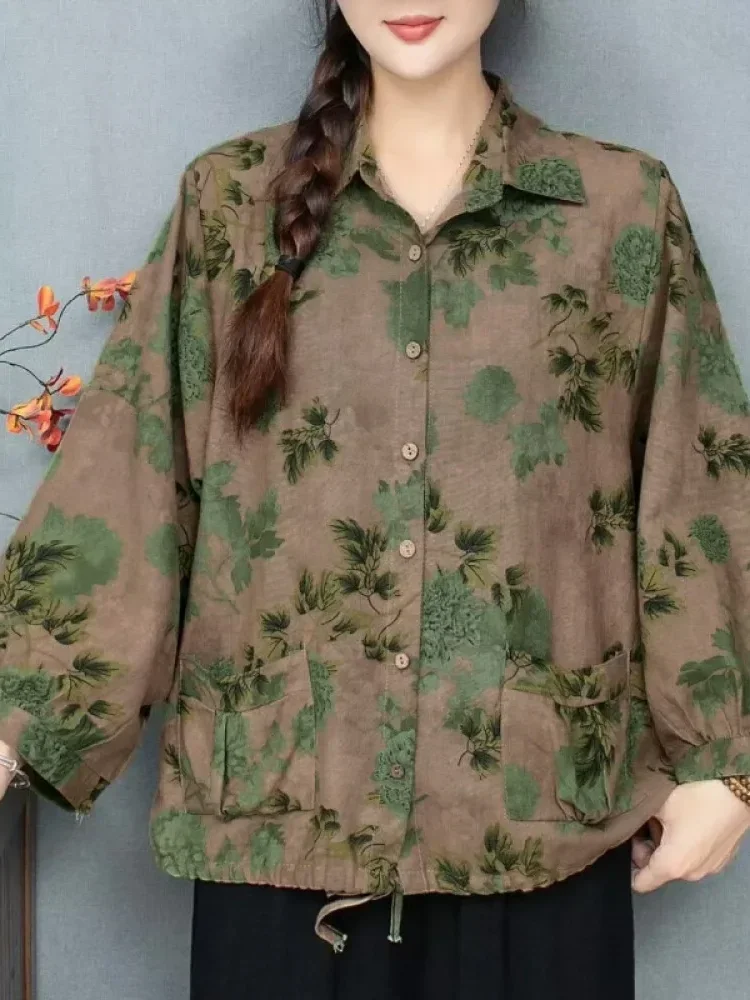 FADFAD Kemeja cetak temperamen gaya baru wanita atasan elegan