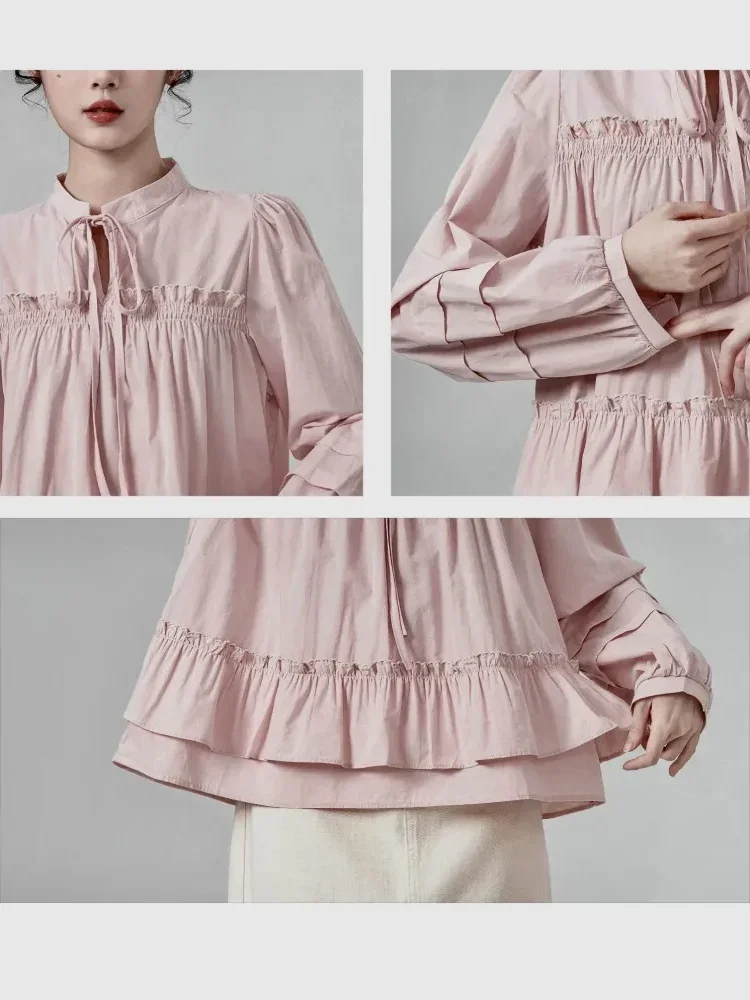 [DISKON KILAT]CHICMORE Kemeja babydoll lengan panjang untuk wanita kemeja ruffle gaya baru