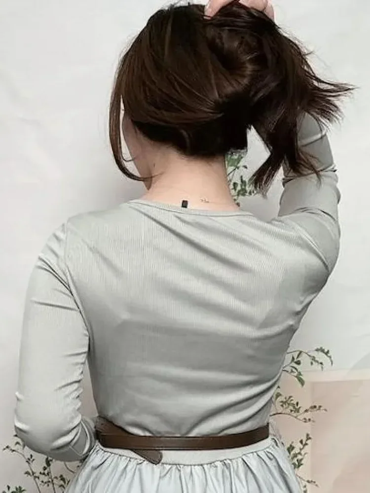 [DISKON KILAT]CHICMORE Gaun kasual basic coklat rok panjang yang keren dan santai untuk wanita