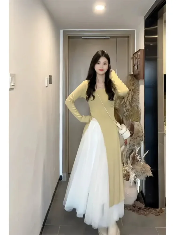 [DISKON KILAT]FADFAD Setelan fashion  gaya korea dengan atasan panjang dan rok kelas atas untuk wanita