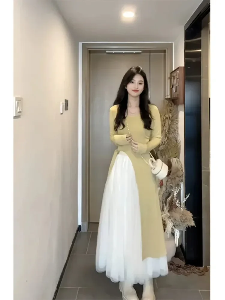 [DISKON KILAT]FADFAD Setelan fashion  gaya korea dengan atasan panjang dan rok kelas atas untuk wanita