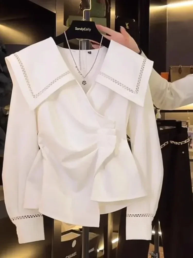 [NEW]FADFAD Atasan design polos elegant kerah boneka besar lengan panjang