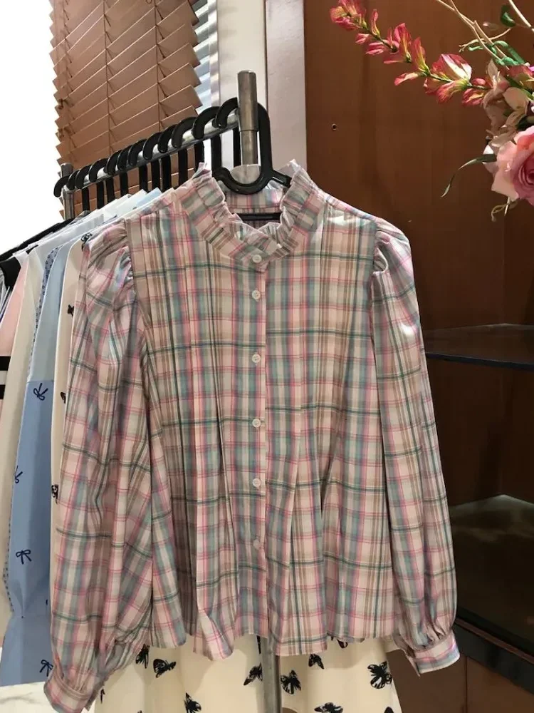 CHICMORE Kemeja wanita lengan panjang  atasan retro wanita 2024