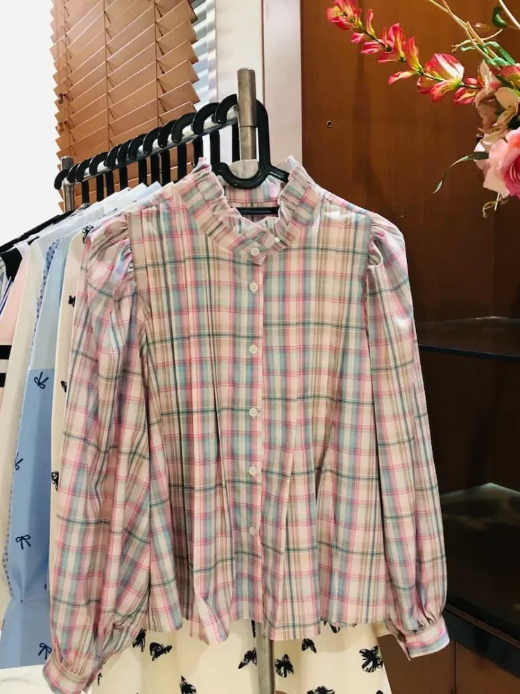 CHICMORE Kemeja wanita lengan panjang  atasan retro wanita 2024