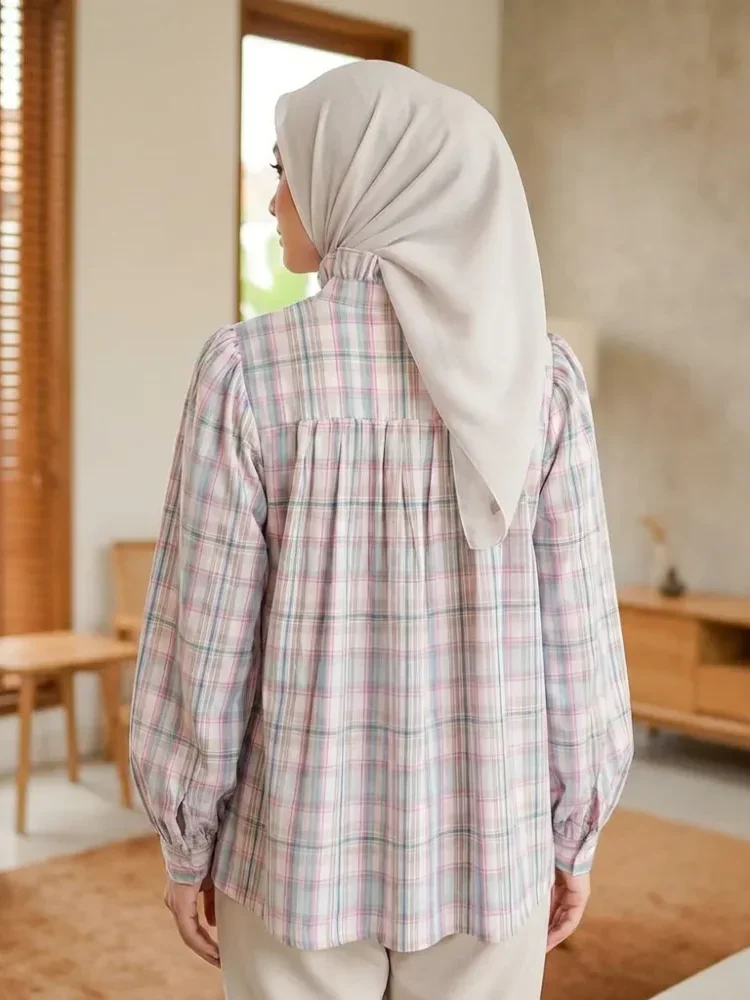 CHICMORE Kemeja wanita lengan panjang  atasan retro wanita 2024