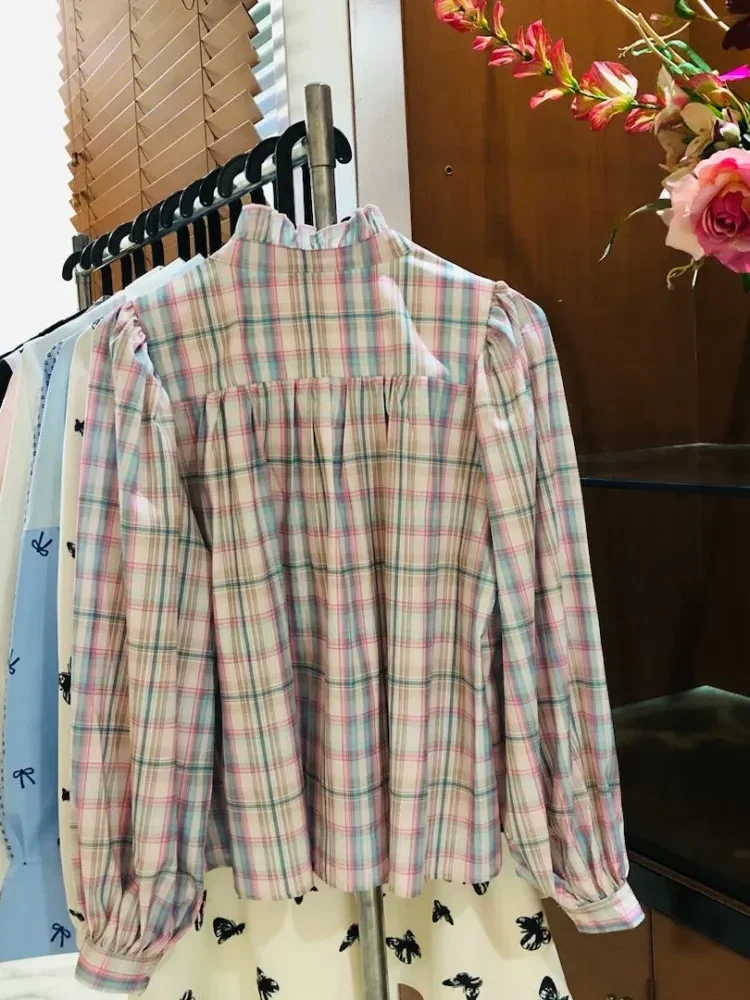 CHICMORE Kemeja wanita lengan panjang  atasan retro wanita 2024