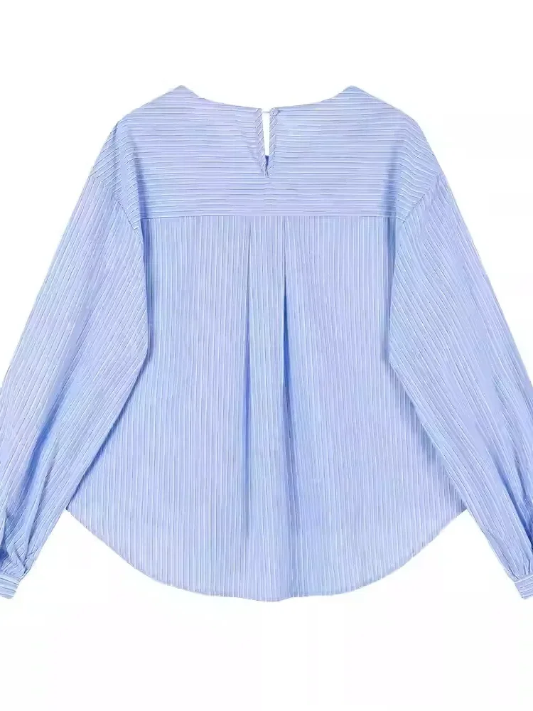 [DISKON KILAT]CHICMORE Atasan kemeja lengan panjang motif garis - garis dengan gaya kasual untuk wanita