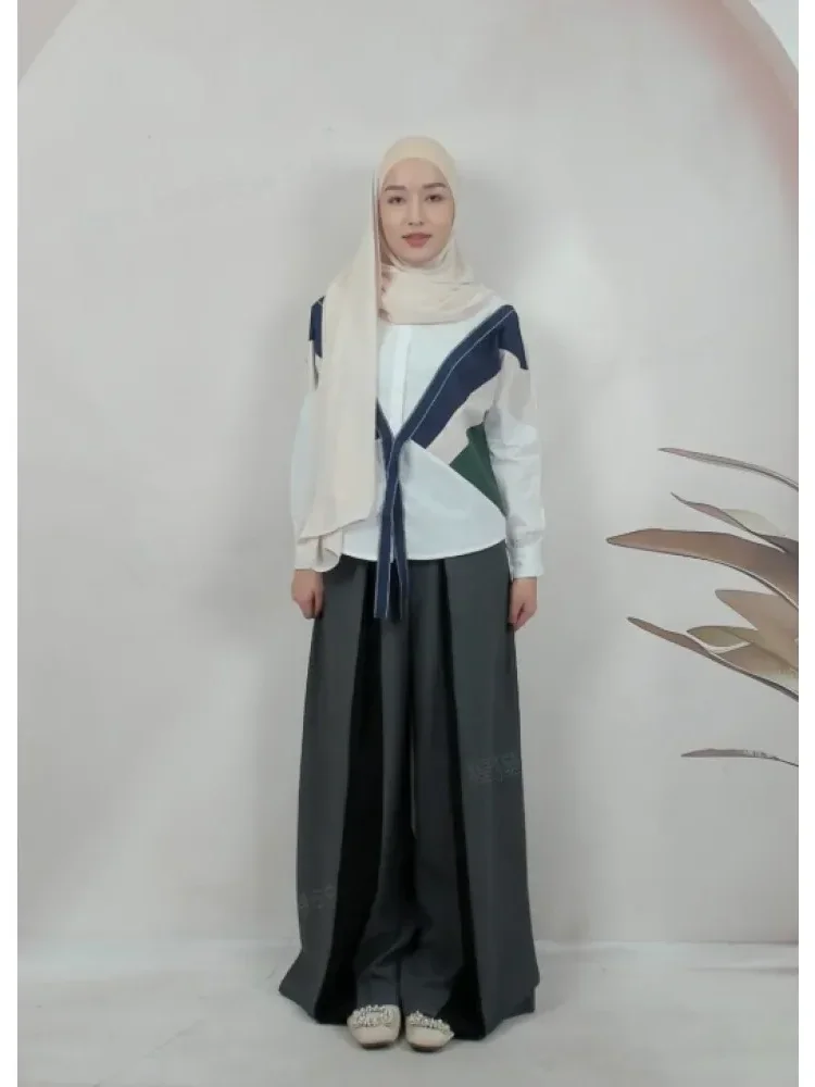 [DISKON KILAT]CHICMORE Atasan kemeja casual lengan panjang bergaris warna kontras kekinian korean style