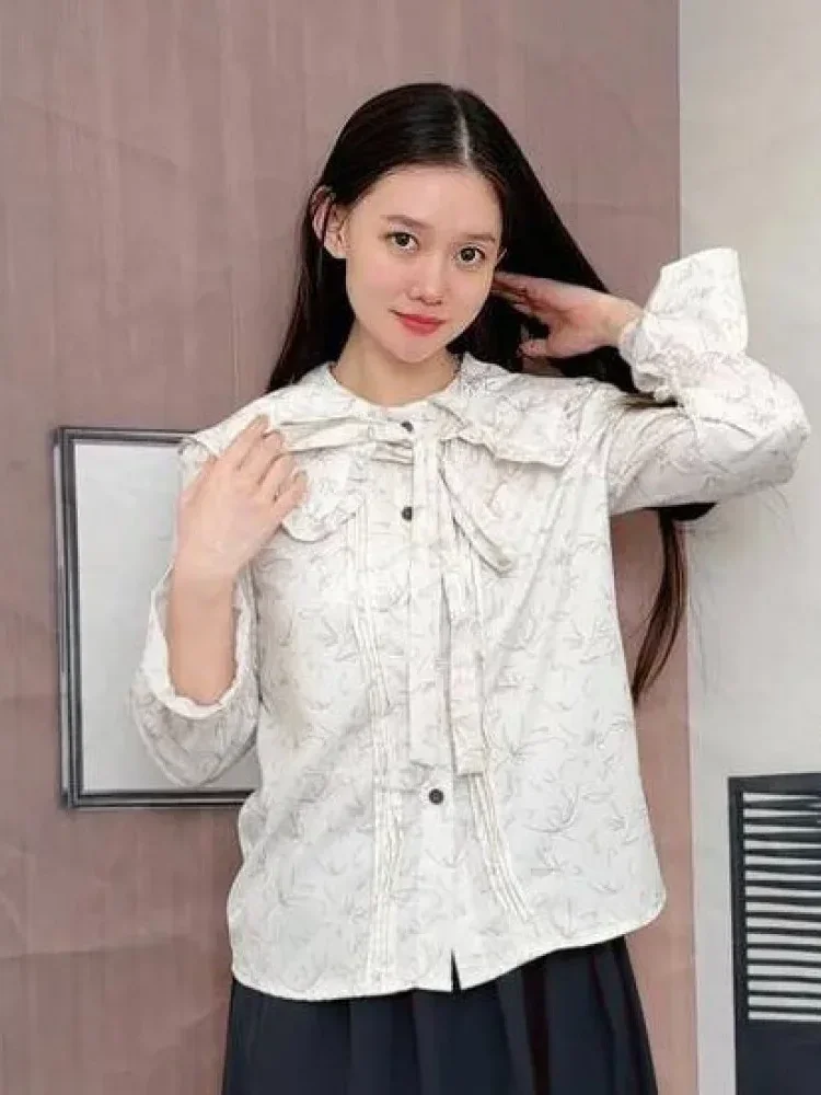 [DISKON KILAT]CHICMORE Korean-style design sense versatile floral long-sleeved shirt