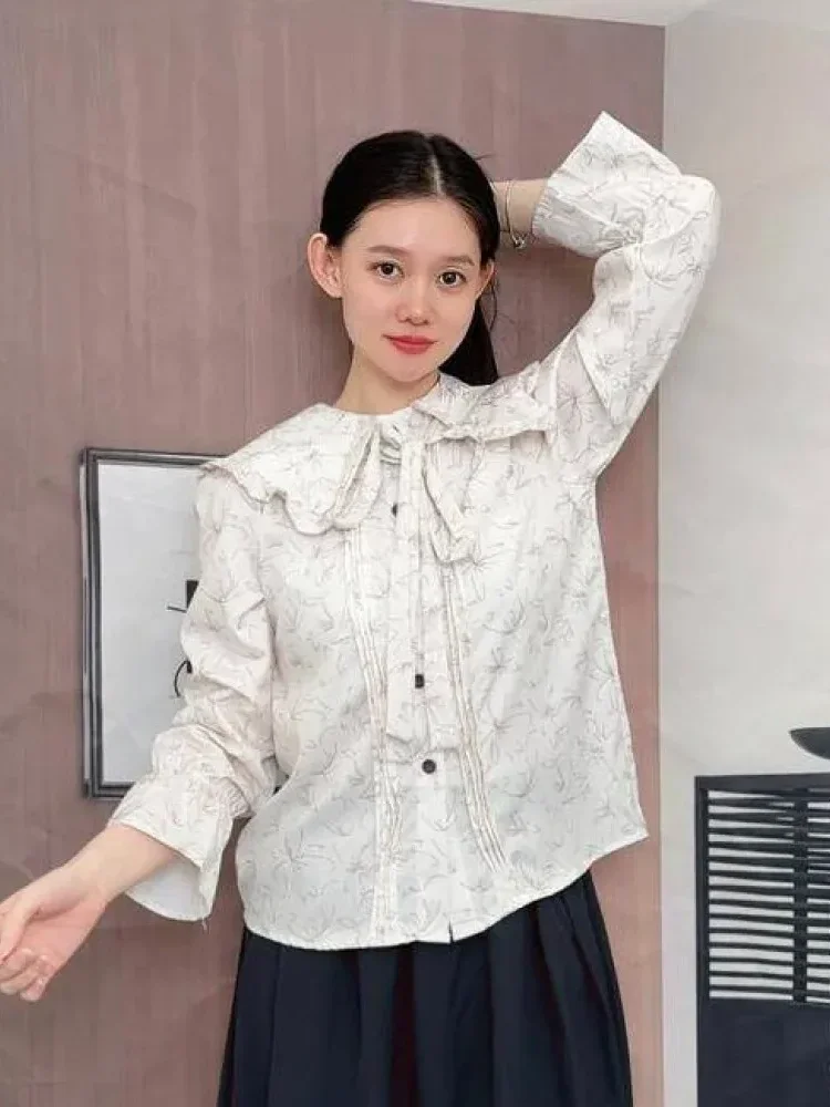 [DISKON KILAT]CHICMORE Korean-style design sense versatile floral long-sleeved shirt