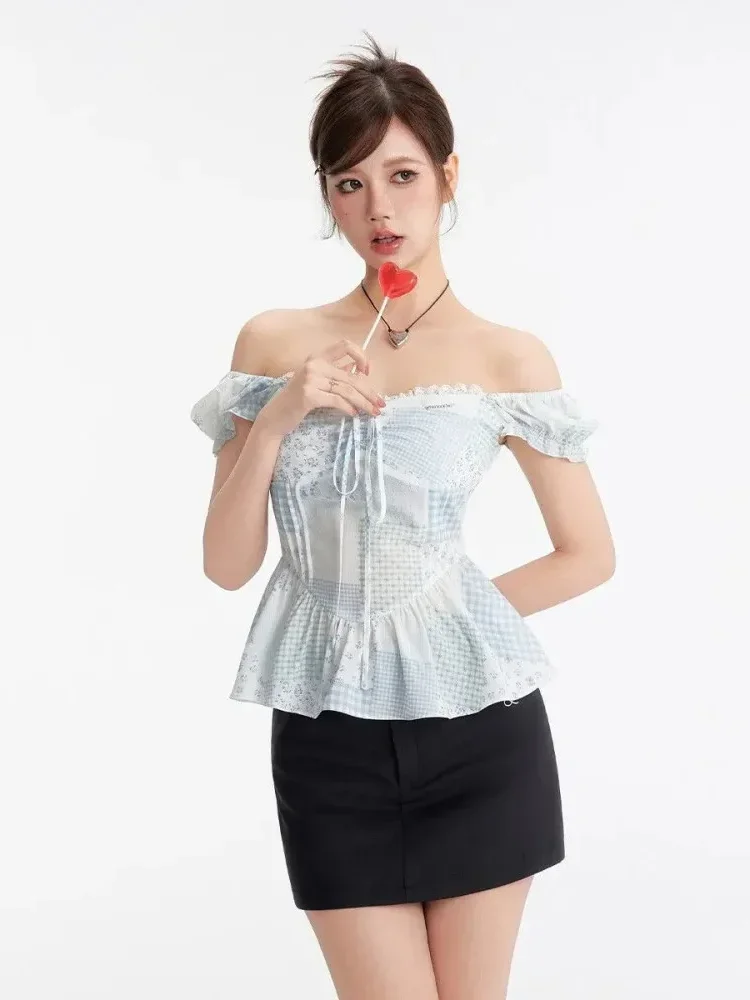 CHICMORE Atasan kemeja dengan lengan pendek motif bunga-bunga untuk wanita