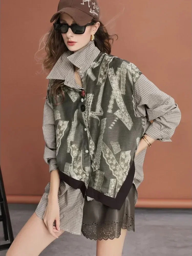 [NEW]CHICMORE Kemeja wanita lengan panjang model asimetris unik gaya baru