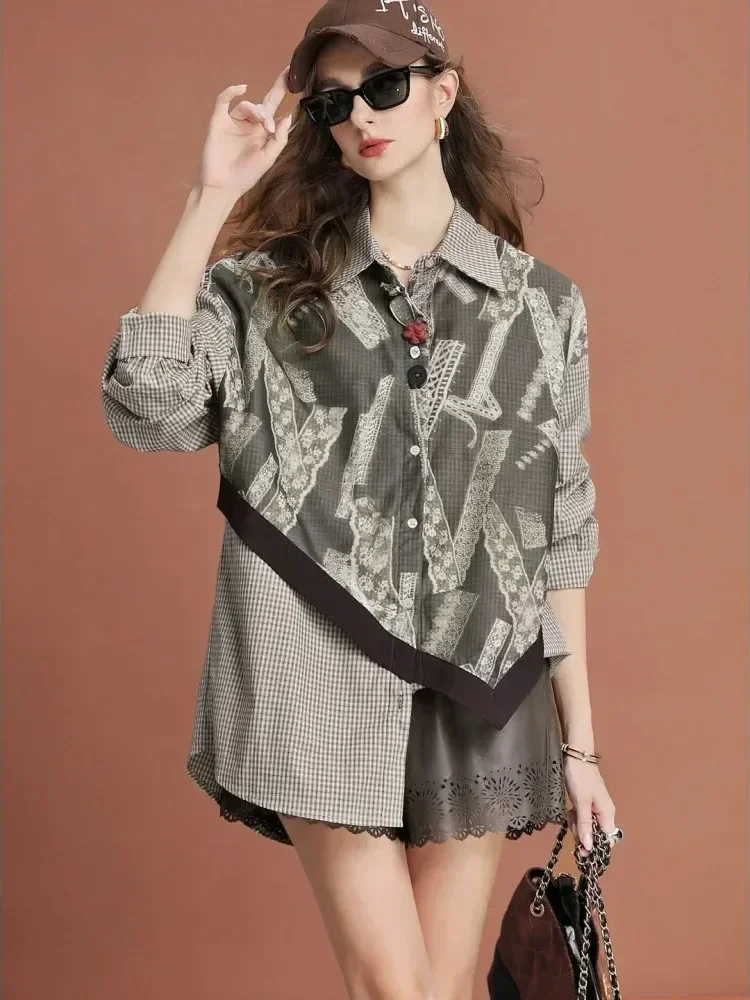 [NEW]CHICMORE Kemeja wanita lengan panjang model asimetris unik gaya baru