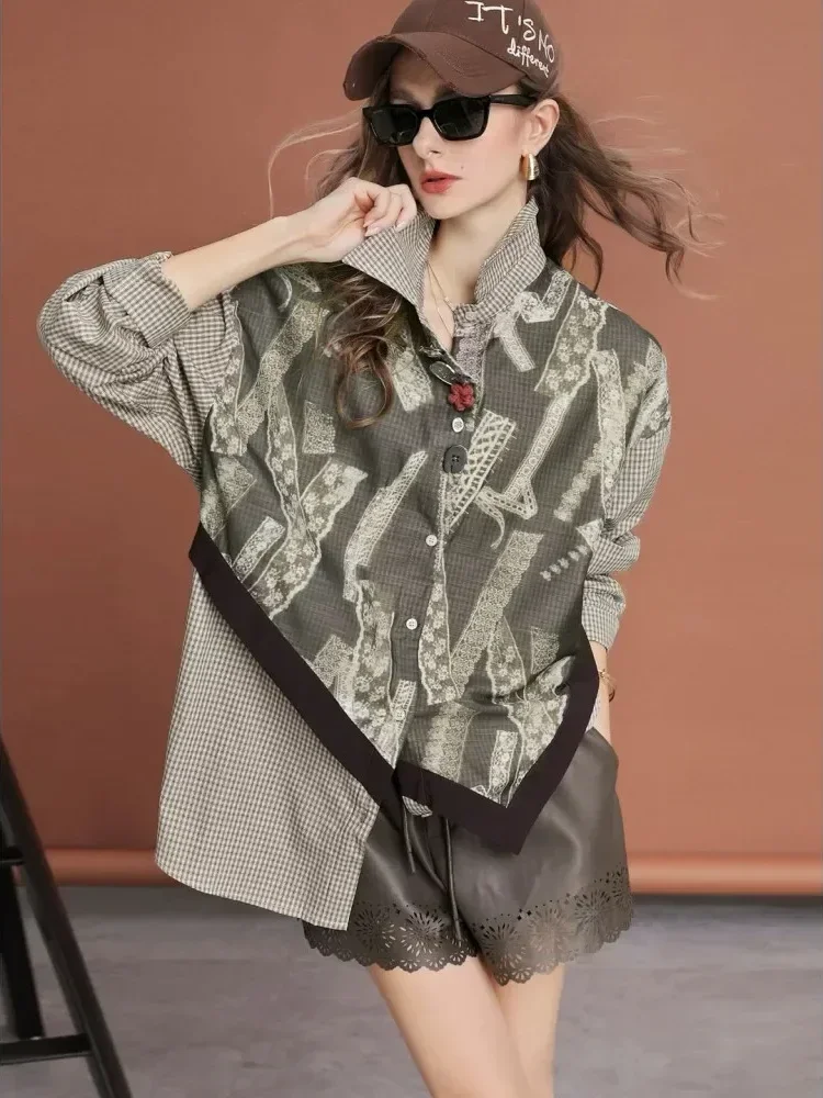 [NEW]CHICMORE Kemeja wanita lengan panjang model asimetris unik gaya baru