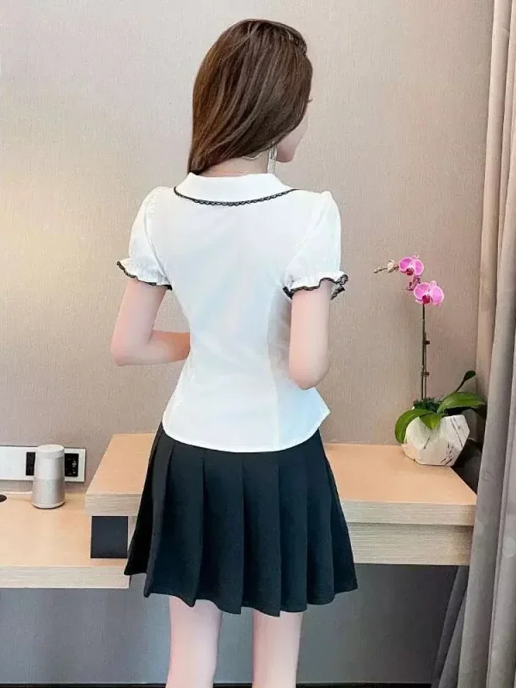 CHICMORE Atasan blouse cantik lengan pendek untuk wanita