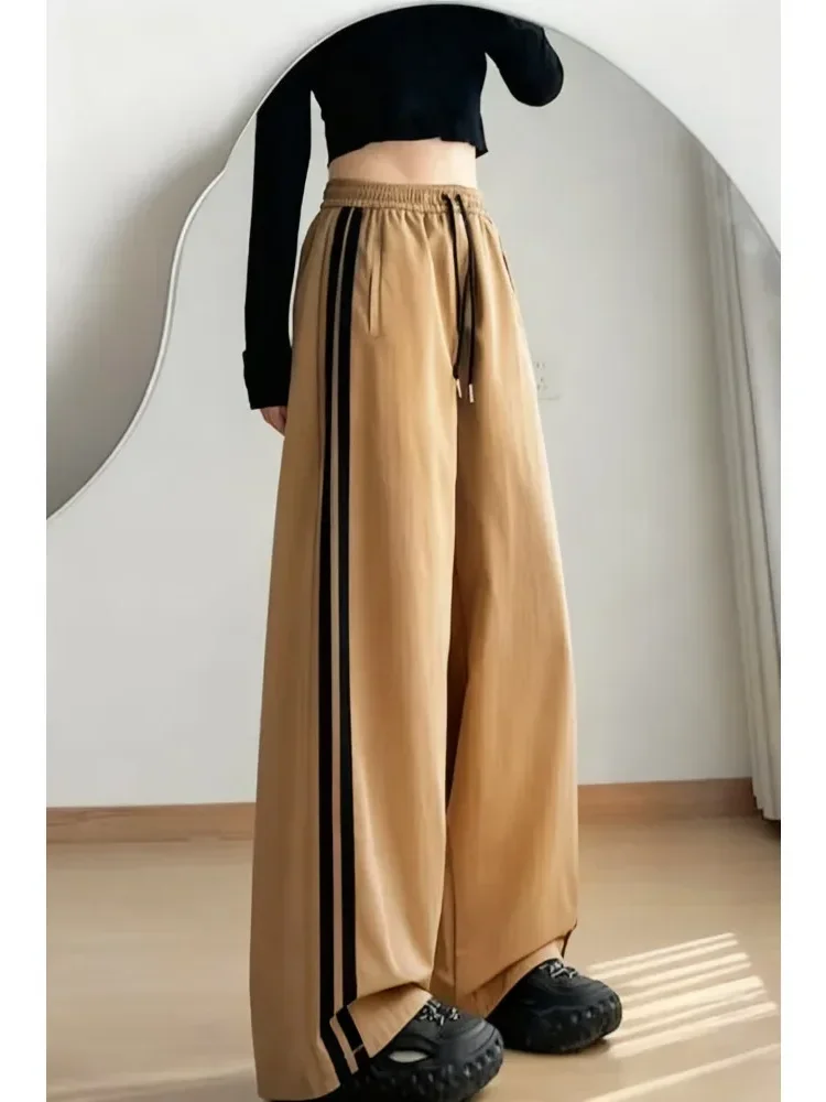 [READY STOCK]CHICMORE Celana kerajinan amerika musim gugur wanita baru pinggang tinggi longgar vertikal celana kaki lebar