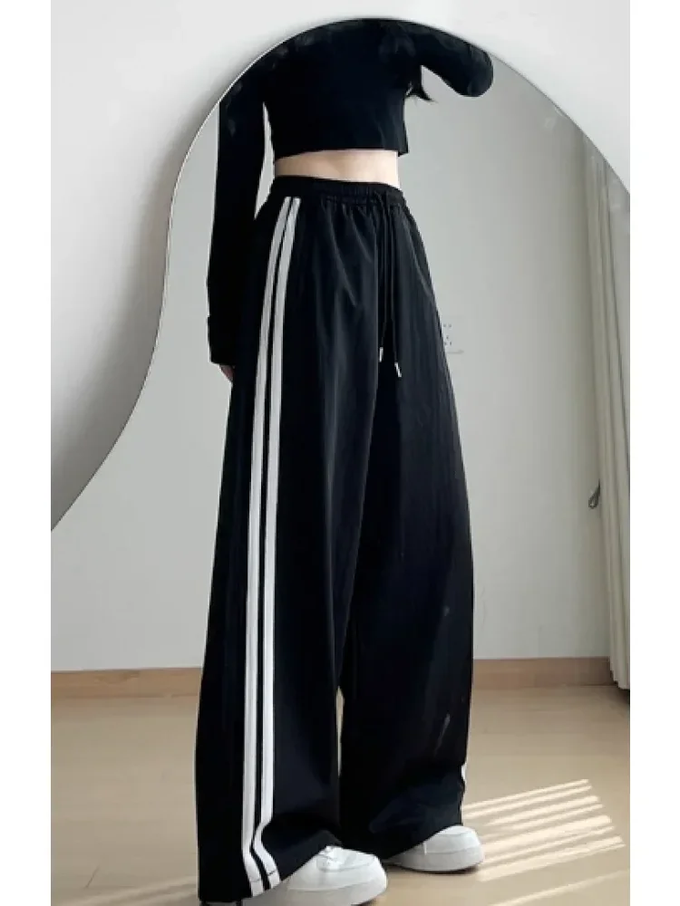 [READY STOCK]CHICMORE Celana kerajinan amerika musim gugur wanita baru pinggang tinggi longgar vertikal celana kaki lebar
