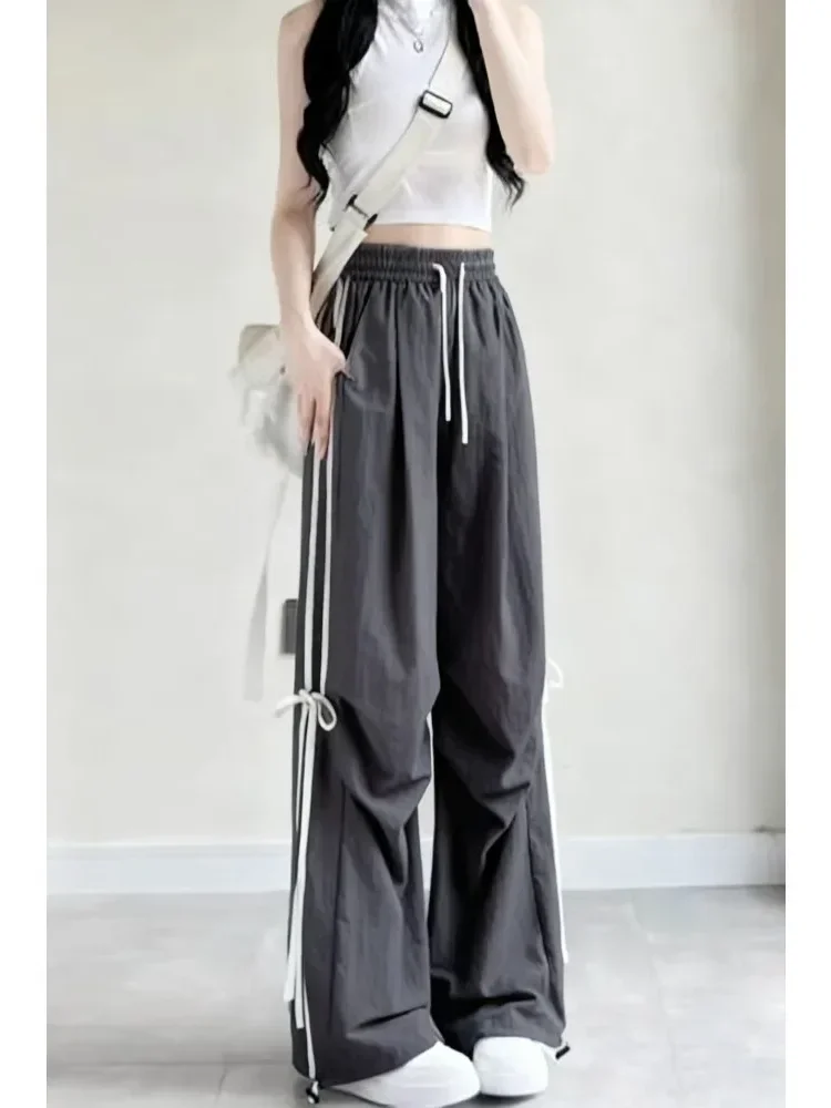 [READY STOCK]CHICMORE Celana kerajinan amerika musim gugur wanita baru pinggang tinggi longgar vertikal celana kaki lebar