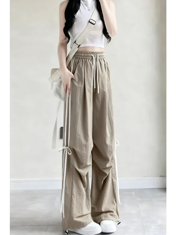 [READY STOCK]CHICMORE Celana kerajinan amerika musim gugur wanita baru pinggang tinggi longgar vertikal celana kaki lebar