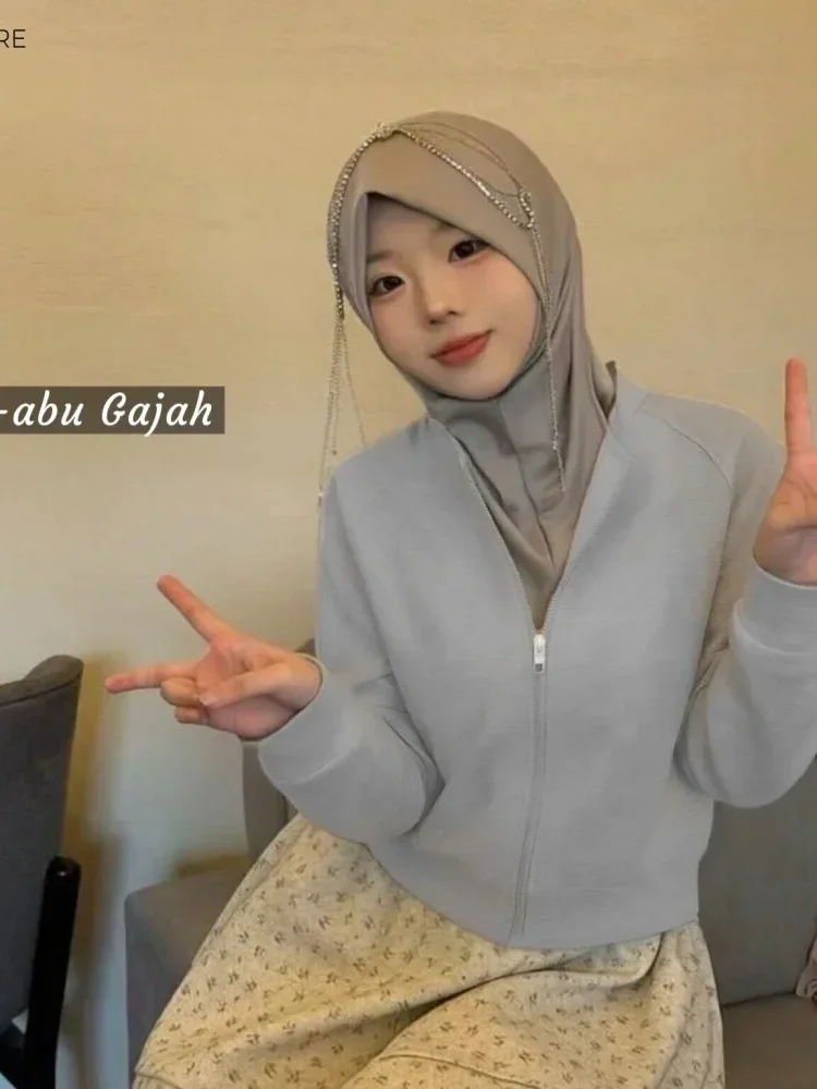 [READY STOCK]CHICMORE Atasan sweter lengan panjang dengan zipper gaya kasual untuk wanita