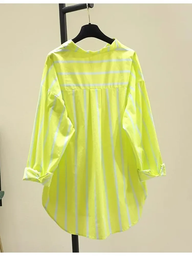 [NEW]CHICMORE Atasan kemeja bergaris versi korea baru lengan panjang untuk wanita